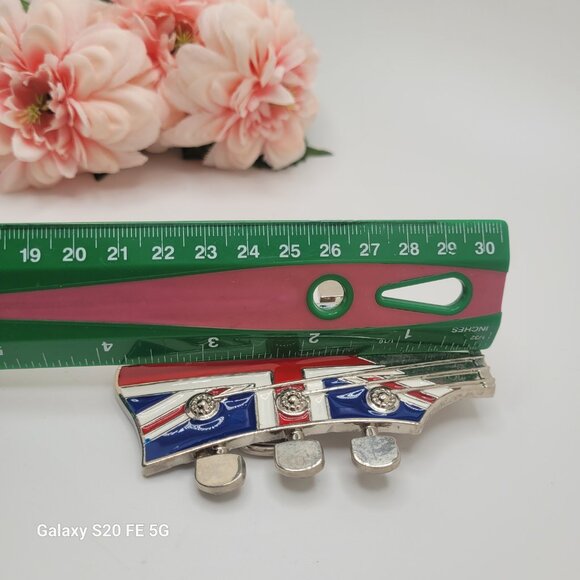 British Belt Buckle Metal Zinc Alloy Vintage Guitar Head - Picture 6 of 7